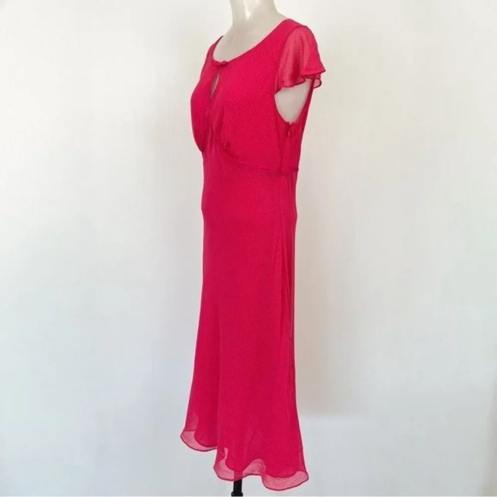 Ann Taylor Pink Vintage Y2K Dress Polka Dot Bow 10